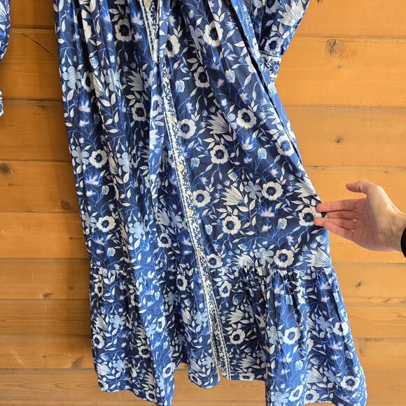 Sohana Cam Dress Morning Glory Blue Maxi Small Boho Cotton Floral Tie Waist Boho - Picture 7 of 7